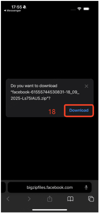 الخطوة 18 من استعادة بيانات Messenger