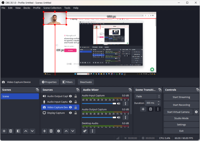 OBS Studio تسجيل فيديو لشاشة الكمبيوتر