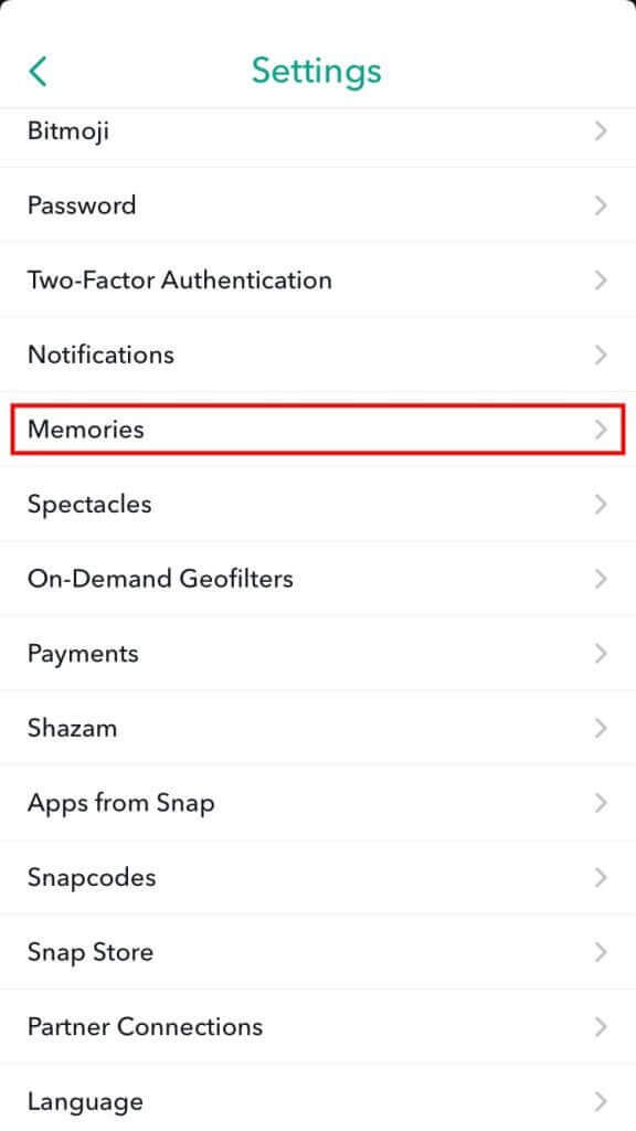 انتقل إلى إعدادات Snapchat