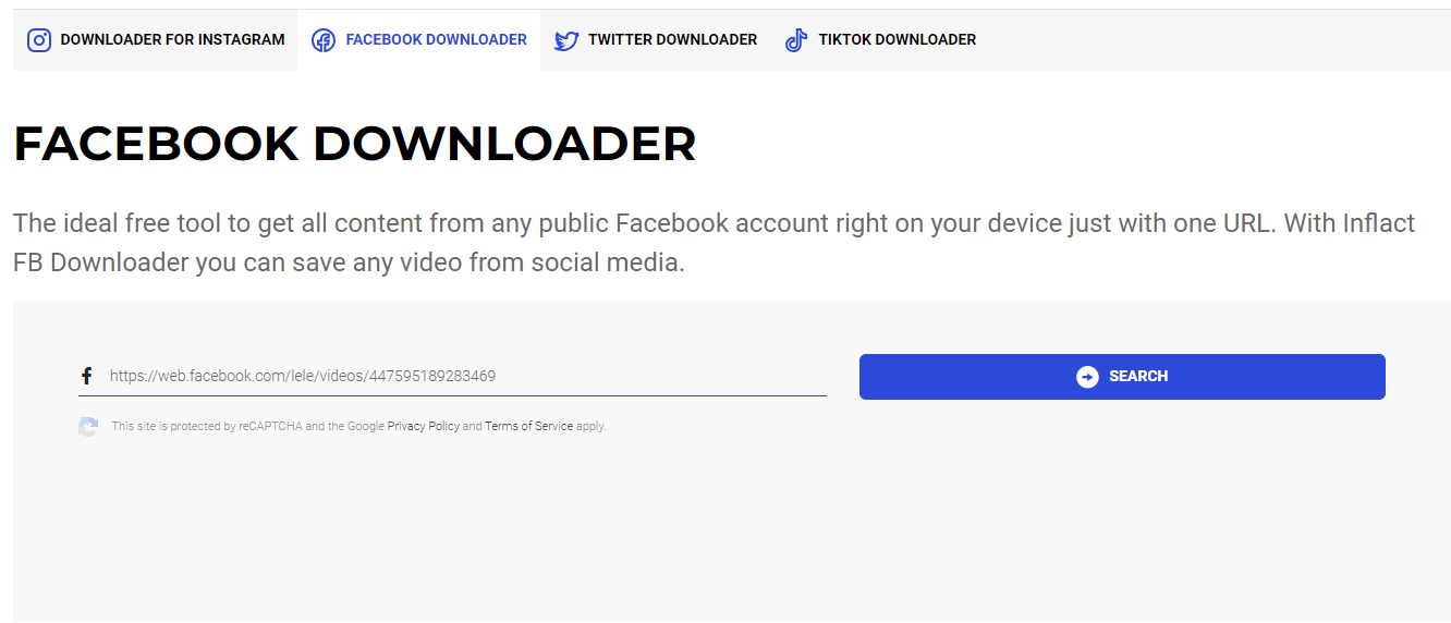 Inflact Facebook Downloader