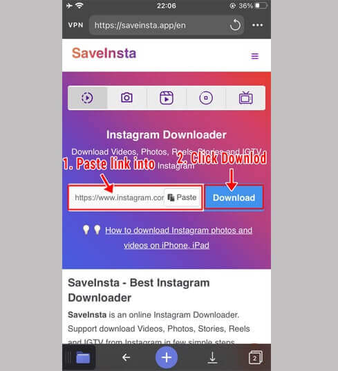 حمل فيديوهات إنستقرام بسهولة باستخدام SaveInsta