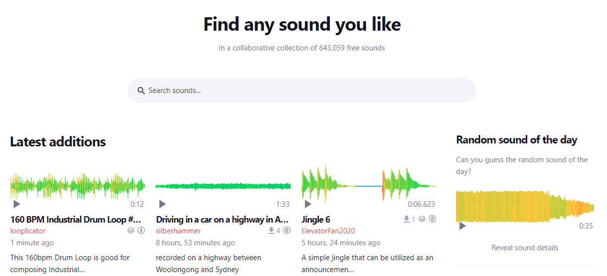 FreeSound موقع مؤثرات صوتية مجانية