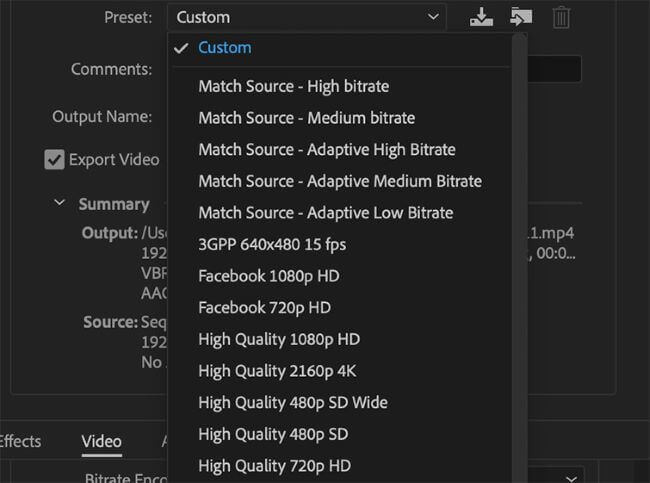 تصدير الفيديو في برنامج Adobe Premiere Pro