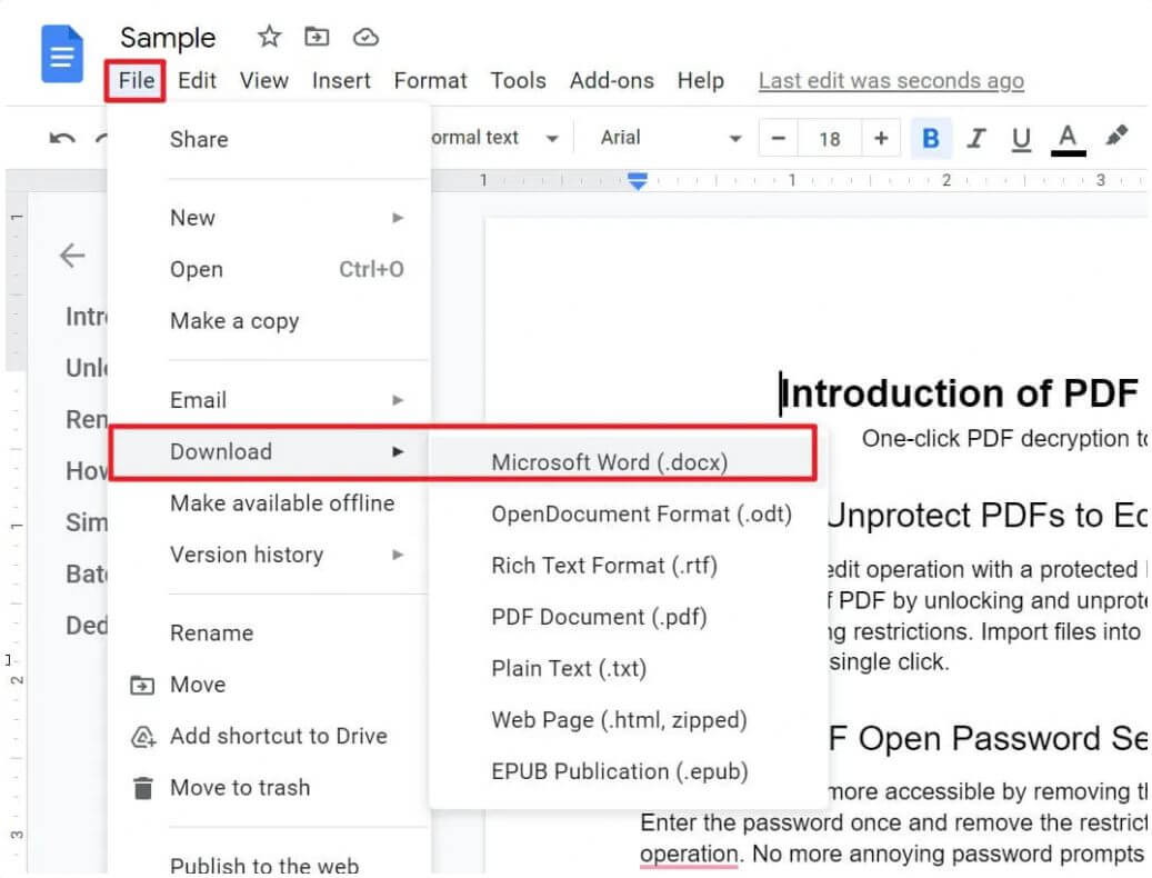 جوجل تصدير ملفات PDF إلى وورد