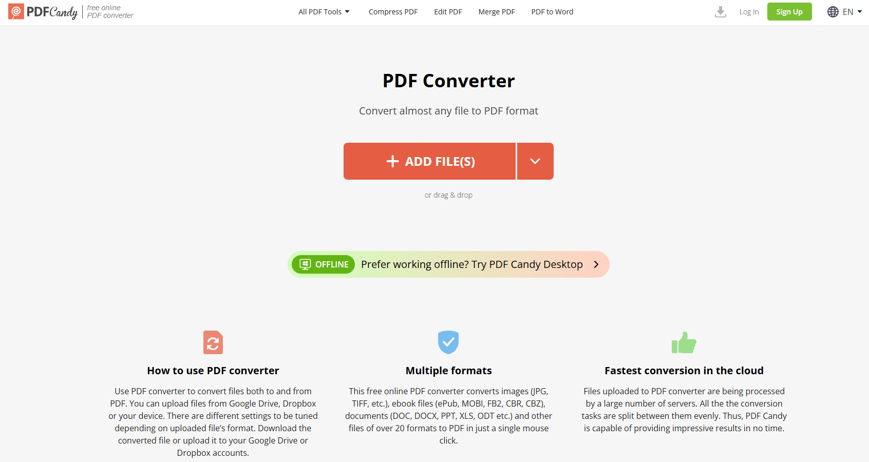 استخدم pdfcandy لتحويل pdf إلى png