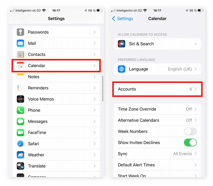 iphone-da təqvimi yoxlayın