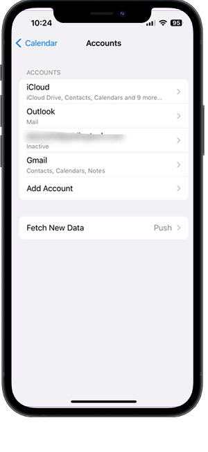 акаунти в календара на iphone