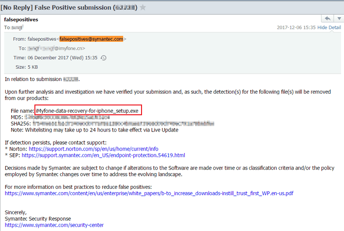 подаване на фалшиво положително към norton