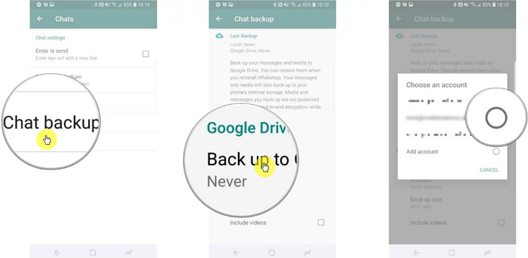 архивиране на whatsapp в google drive