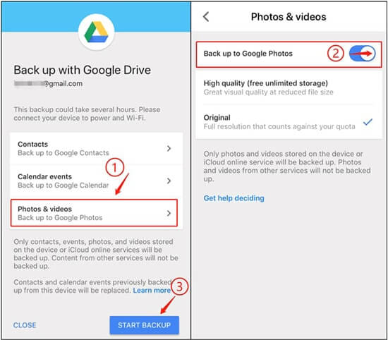 архивиране на снимки и видеоклипове в google photos