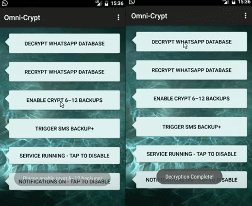 отворете omnicrypt на телефон