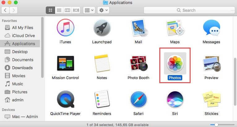 отворете приложението за снимки в mac