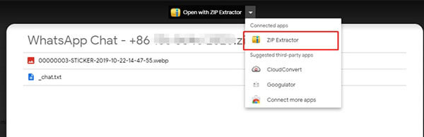 отворете архив на чат от whatsapp с помощта на zip extractor