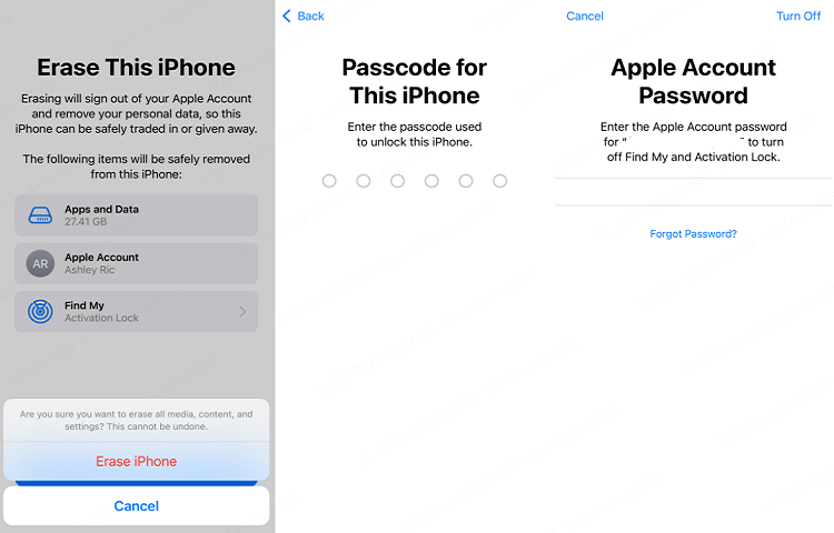 натиснете изтриване на iphone за заводско нулиране