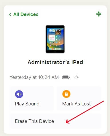 изтриване на iPad чрез iCloud на друго устройство