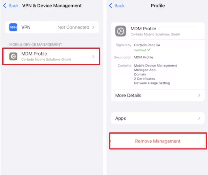 премахнете mdm от iphone и ipad чрез настройки