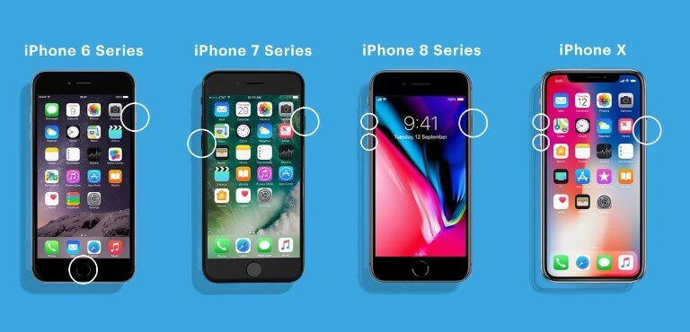бутоните за рестартиране на iphone превключват техническите спецификации