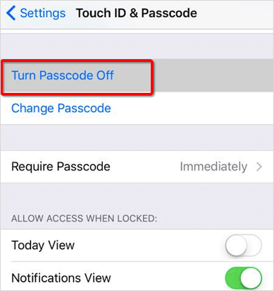 как да изключите заключващия екран на iphone чрез настройки