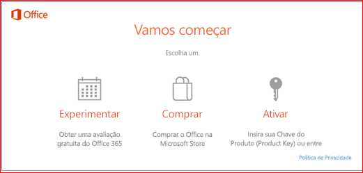 Ativar conta Microsoft