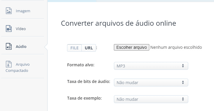 Site de conversão online de MP4 para MP3 Aconvert.com