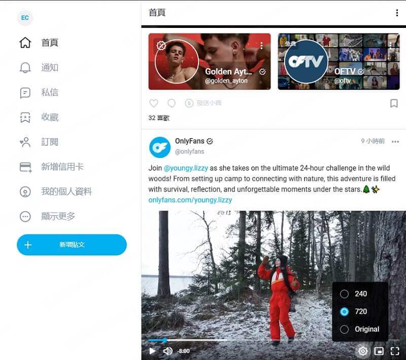 Interface do baixar video do OnlyFans