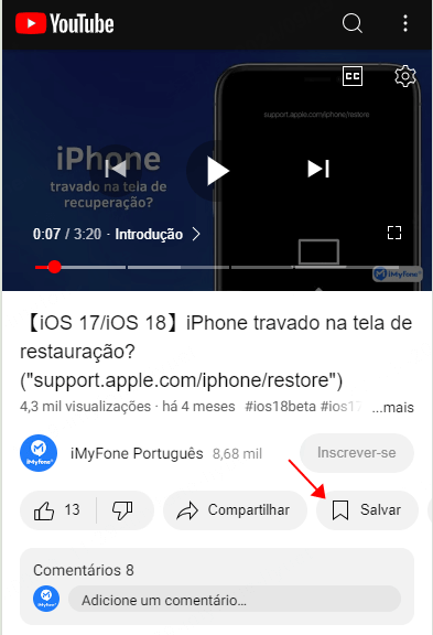 Salvar vídeos do YouTube no celular