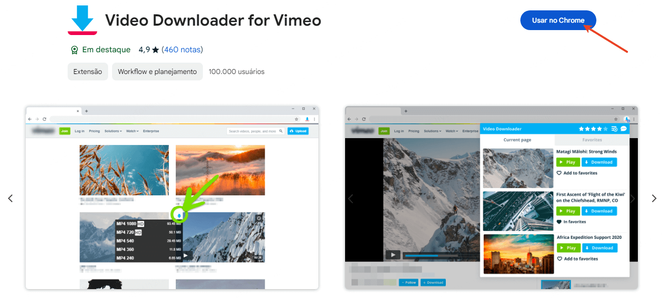 Como baixar um vídeo do Vimeo com Video Downloader for Vimeo