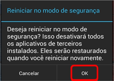 Modo de Segurança para remover senha da tela