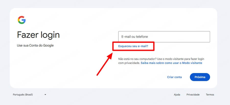 Recuperar conta do Google