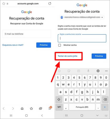 Recuperar conta Google sem número e e-mail