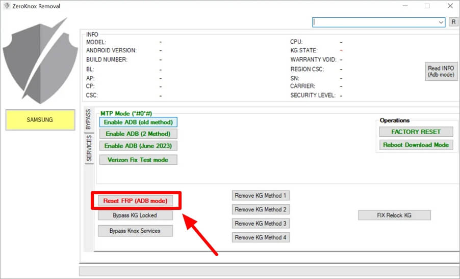 CRemover FRP do Samsung com ZeroKnox