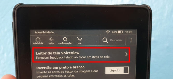Ativar VoiceView em Kindle