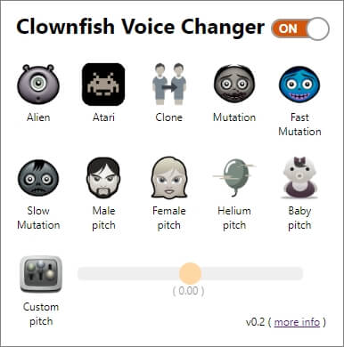 Site online de mudanÃ§a de voz Clownfish