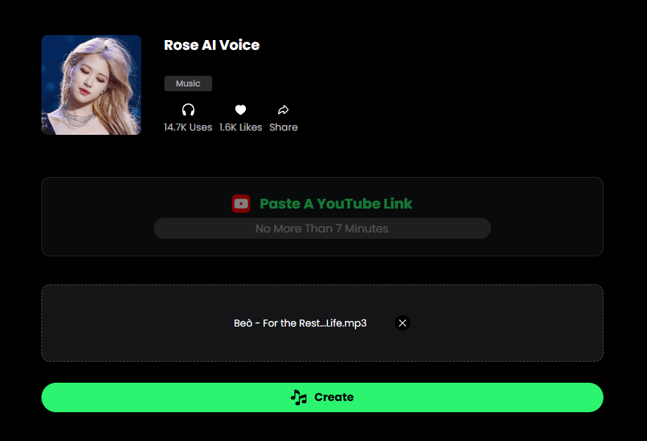ai cover rose no musicful