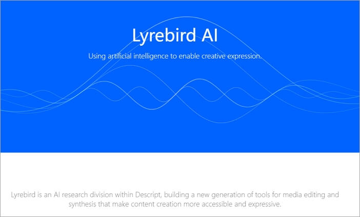 Site oficial de Lyrebird AI