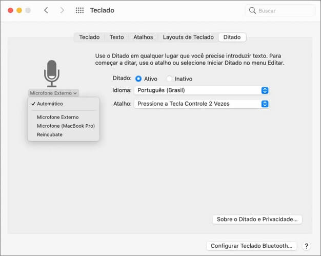 Ativar Ditado no Mac