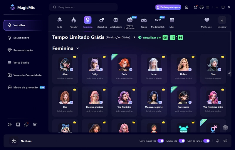 Mudar para voz feminina