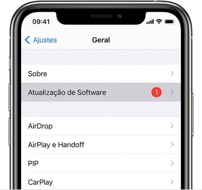 Atualizar seu iOS para a versão mais recente