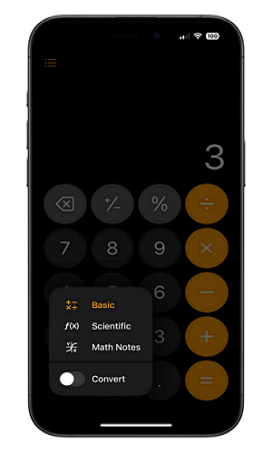 calculadora do iPhone no ios18