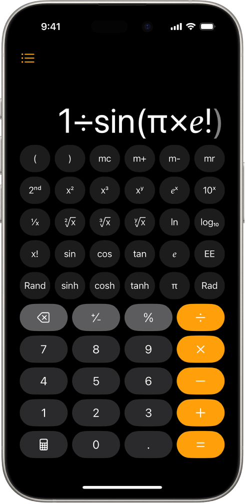 Calculadora Científica no iOS 18