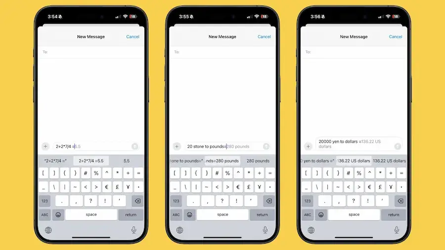 Cálculo Automático do imessage ios 18