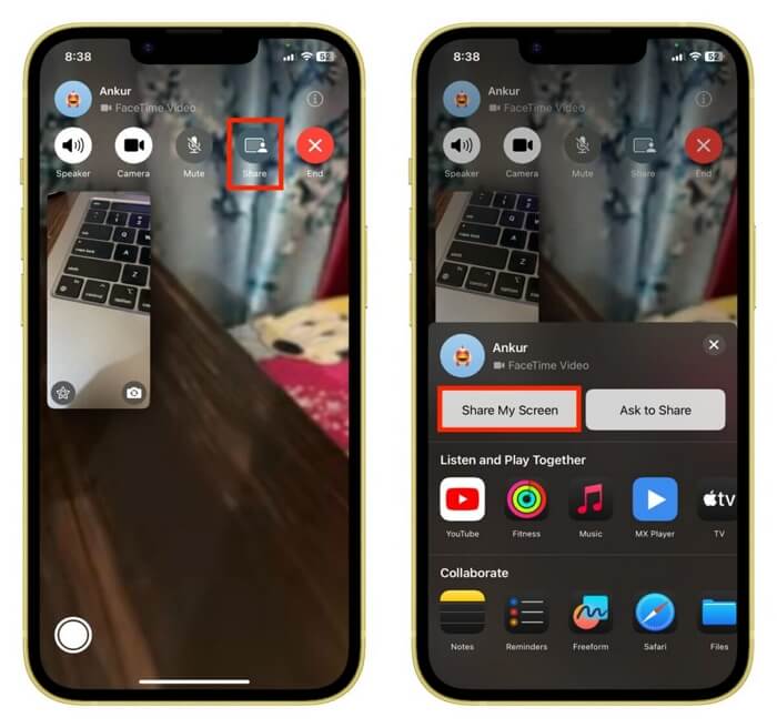 Compartilhe a tela do iPhone FaceTime do iOS 18