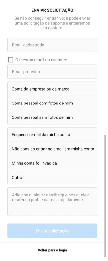 Enviar solicitação no Instagram 