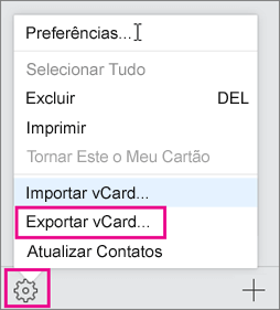 Exportar vCard no iCloud