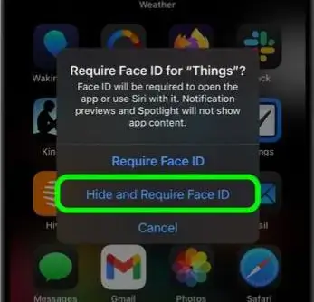 ocultar e exigir identificação facial para ocultar o aplicativo
