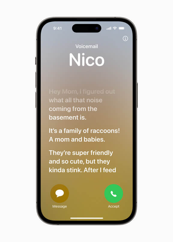 iOS17 novas Live Voicemail