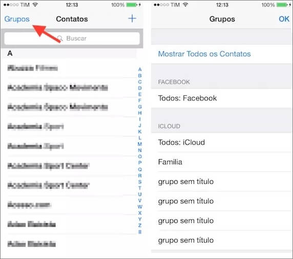 Gerenciar seus contatos do iPone em grupos