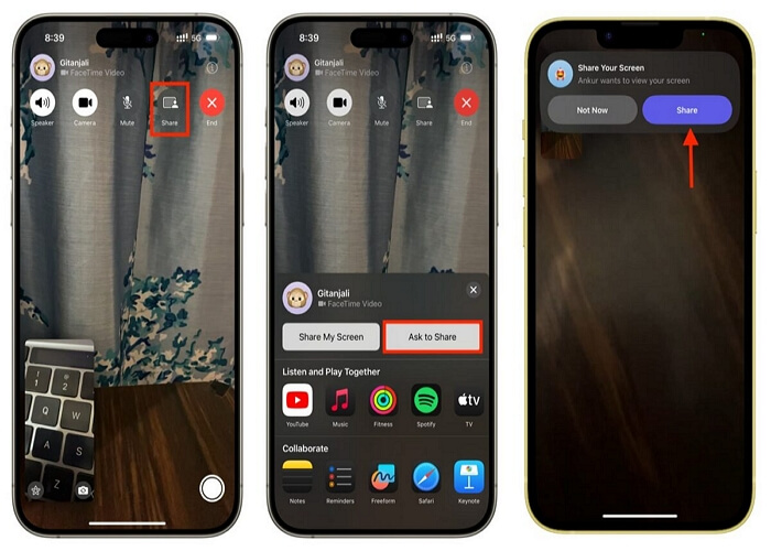 Pedir para Compartilhar do FaceTime do iOS 18