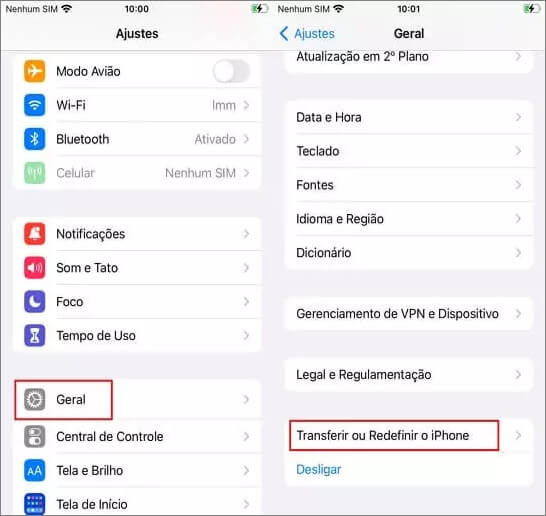 Redefinir os conteúdos e ajustes do iOS