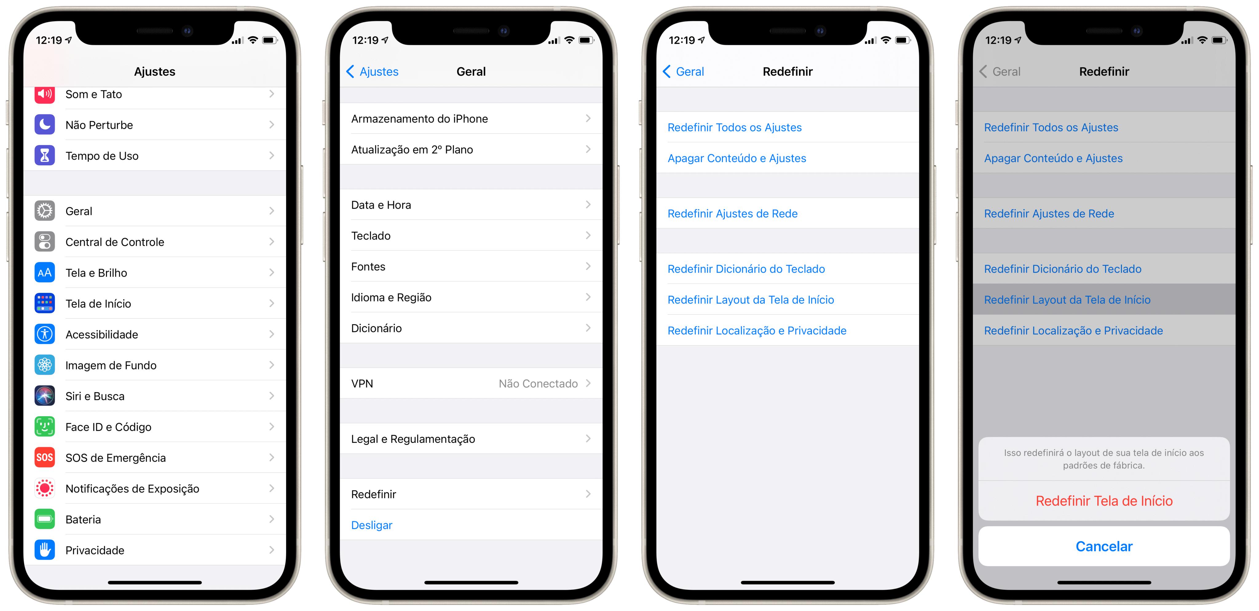 redefinir o Layout da tela inicial para App oculto iPhone